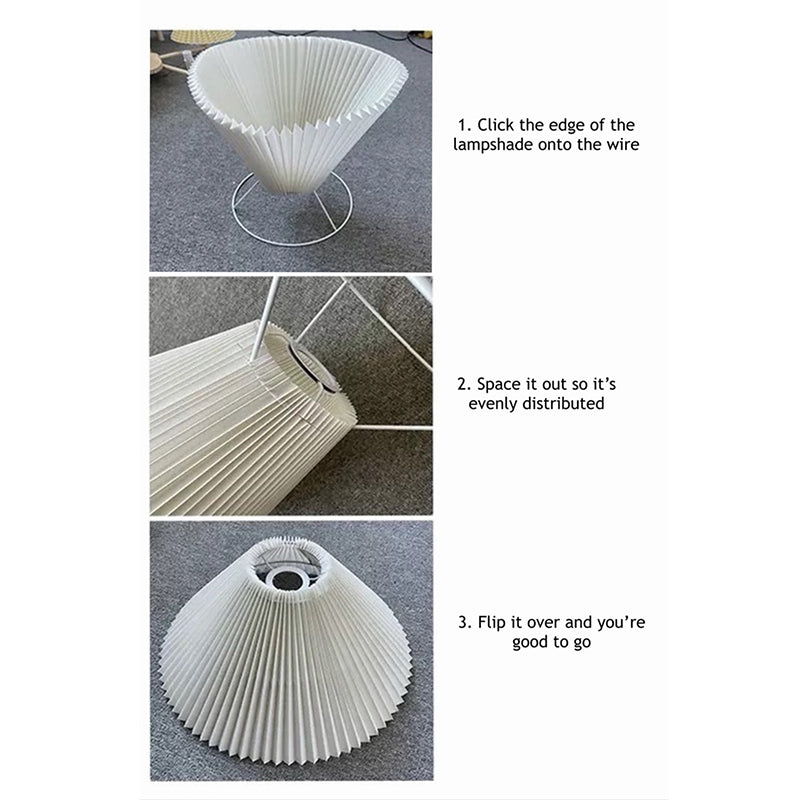 Pleated Cone Fabric Arc Floor Lamp