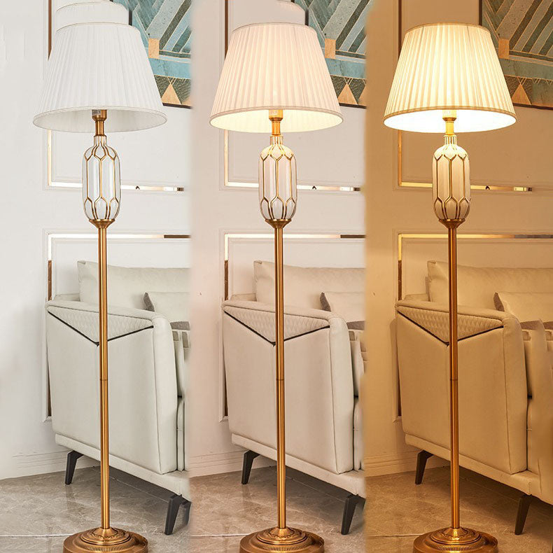 Vintage European Pleated Fabric Floor Lamp