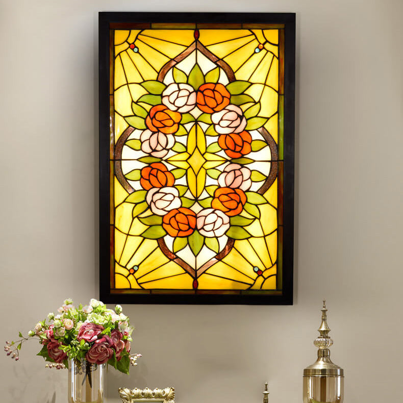 Pastoral Rose Pattern Mural Wall Lamp