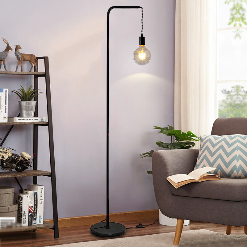 Black Iron Long Pole Floor Lamp