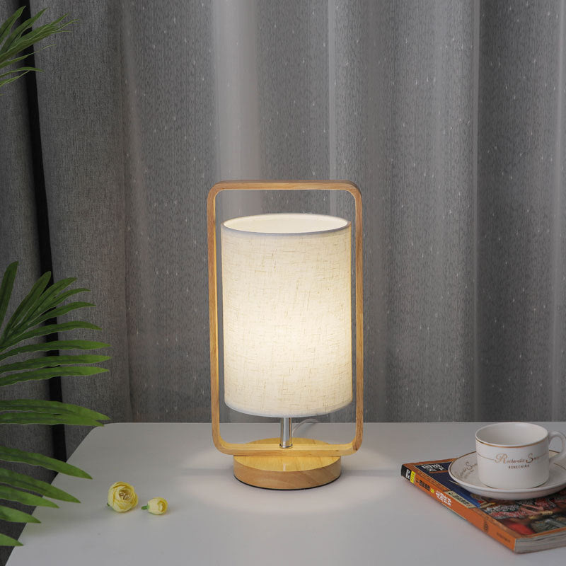 Wood Cloth Portable Night Table Lamp