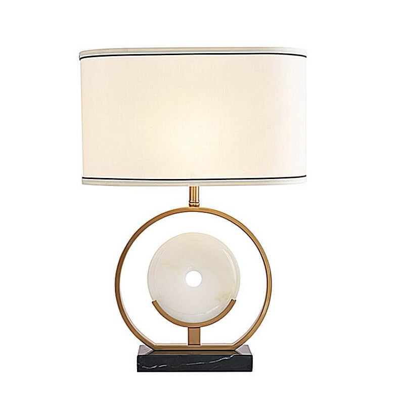 Brass Jade Circle Shape Table Lamp