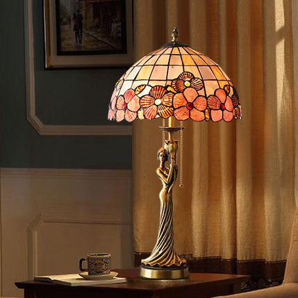 Copper Goddess Statue Shell 2-Light Table Lamp