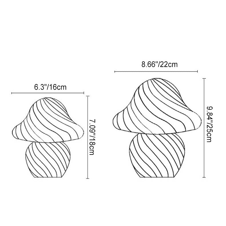 Decorative Mushroom Striped Glass Table Lamp