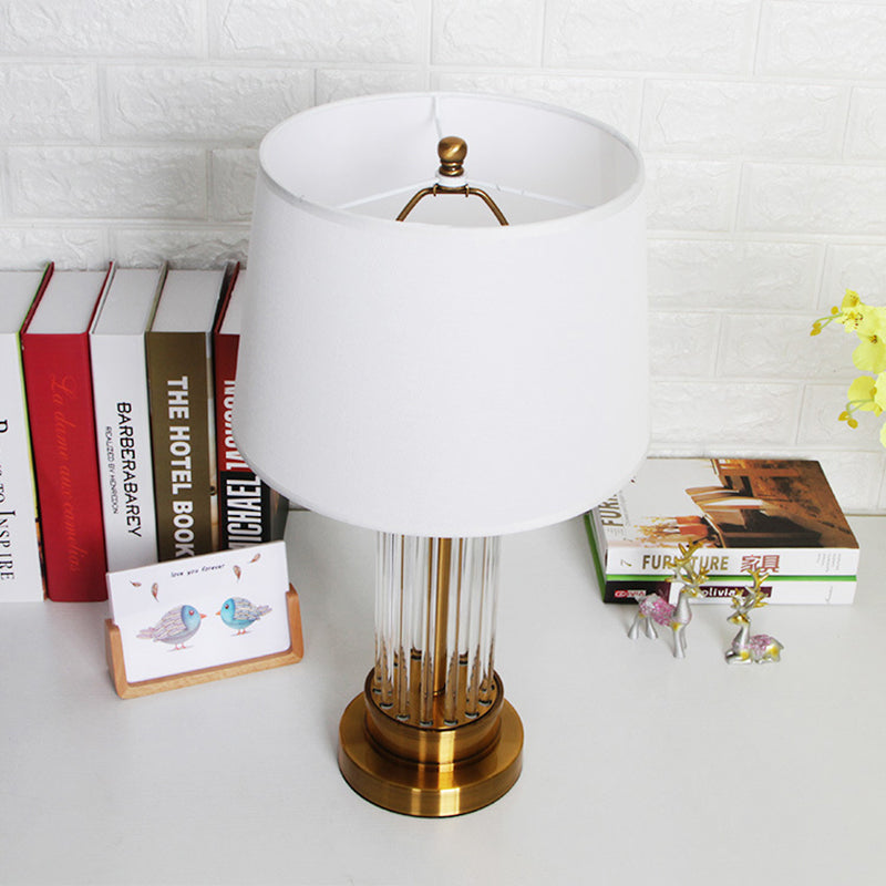 Round Cylinder Metal Crystal Table Lamp