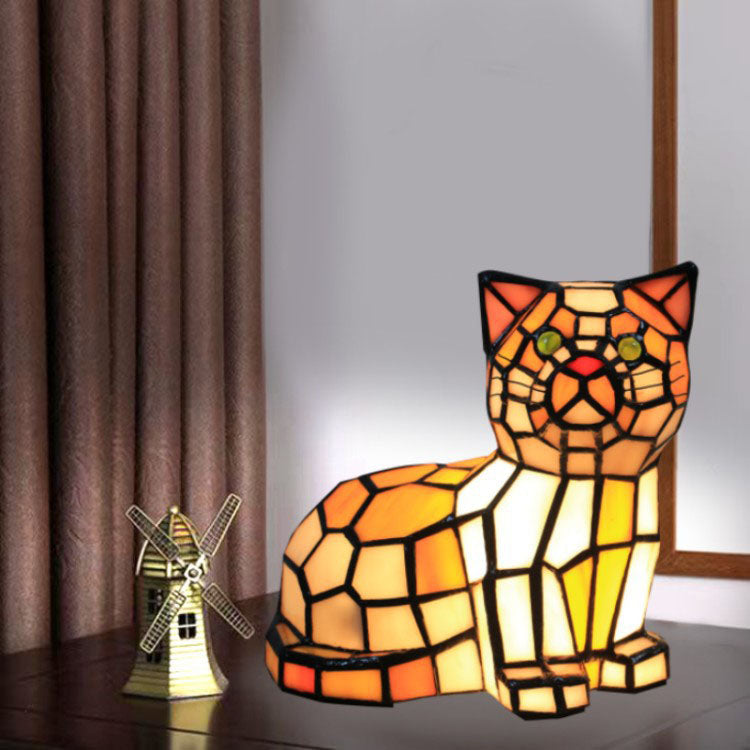 Stained Glass Cat Bedroom Table Lamp