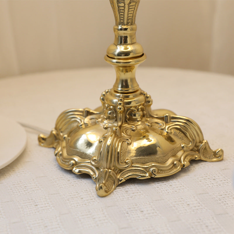 Round Copper Fabric Cylinder Table Lamp