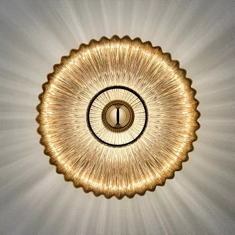 Striped Glass Round Disc Wall Lamp