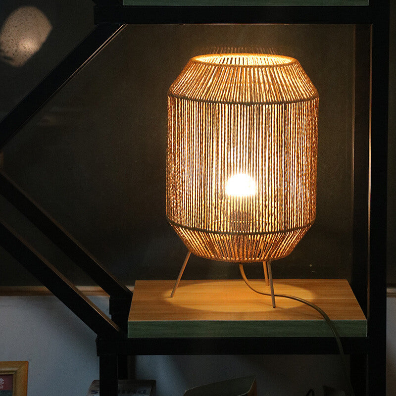 Hemp Rope Weaving Cage Table Lamp