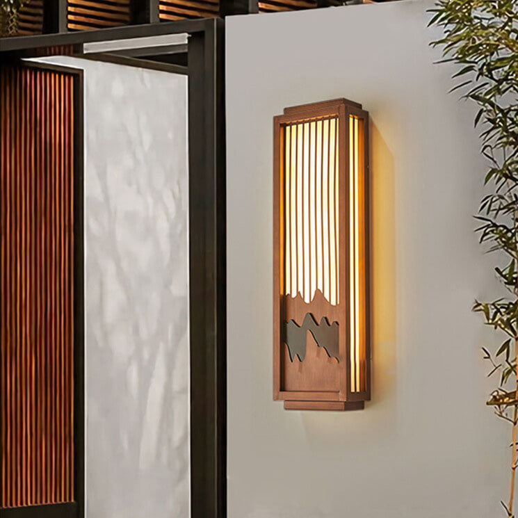 Rectangular Faux Marble Stainless Outdoor Light