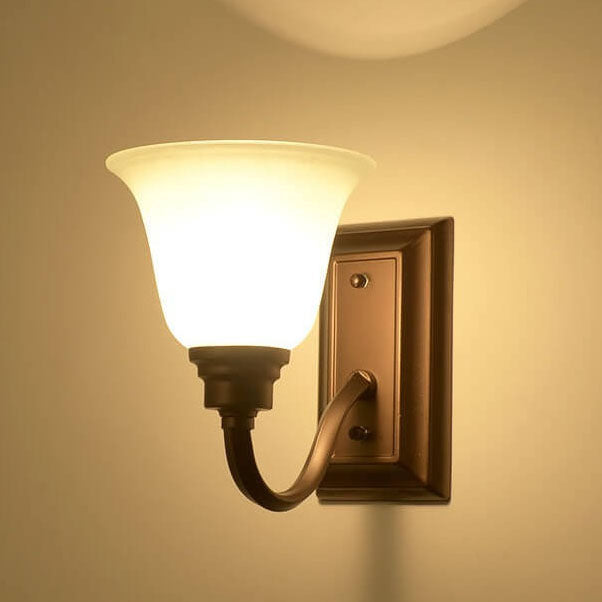 Iron Frame Floral Glass Wall Lamp