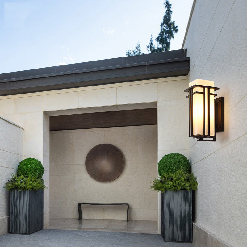 Square Iron Glass Garden Outdoor Light
