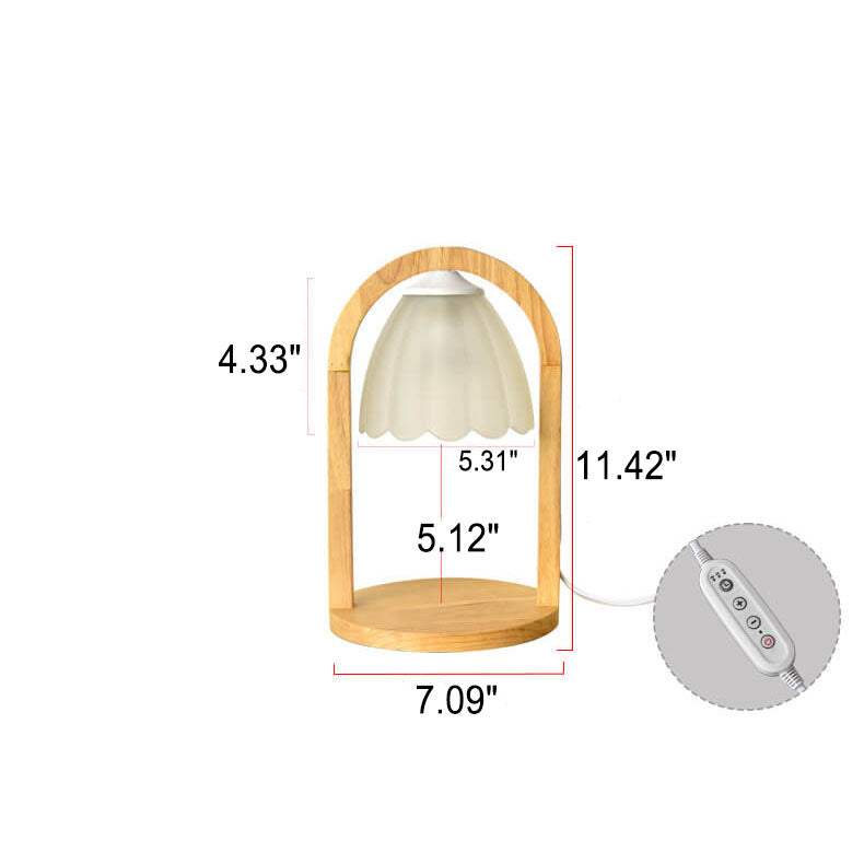 Wood Ring Glass Dimmer Table Lamp