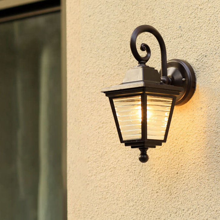 Striped Glass Square Cage Outdoor Light