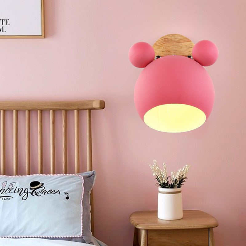Cartoon Bear Dome Kids Wall Lamp
