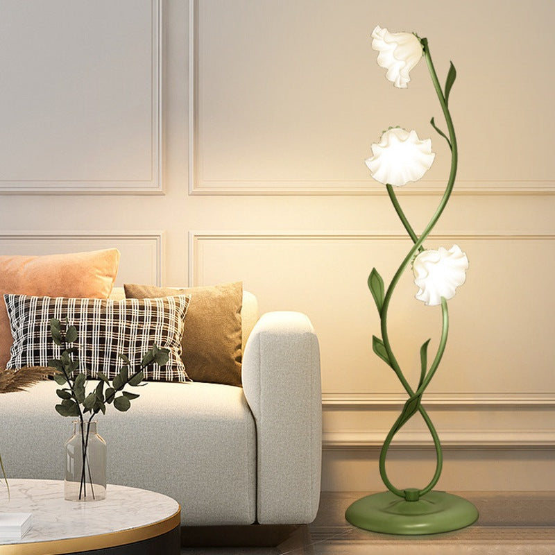 Floral Glass Twist Ring 3-Light Floor Lamp