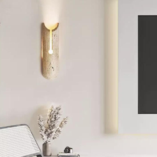Yellow Travertine Half Oval Wall Lamp