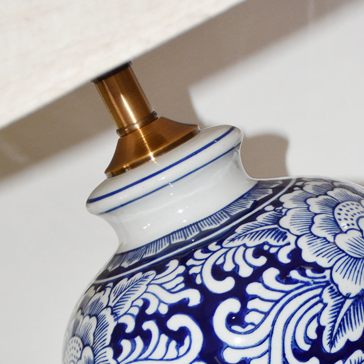 Fabric Hand-Painted Celadon Living Table Lamp