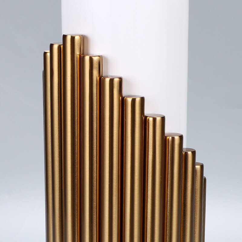 Fabric Lampshade Metal Cylindrical Table Lamp