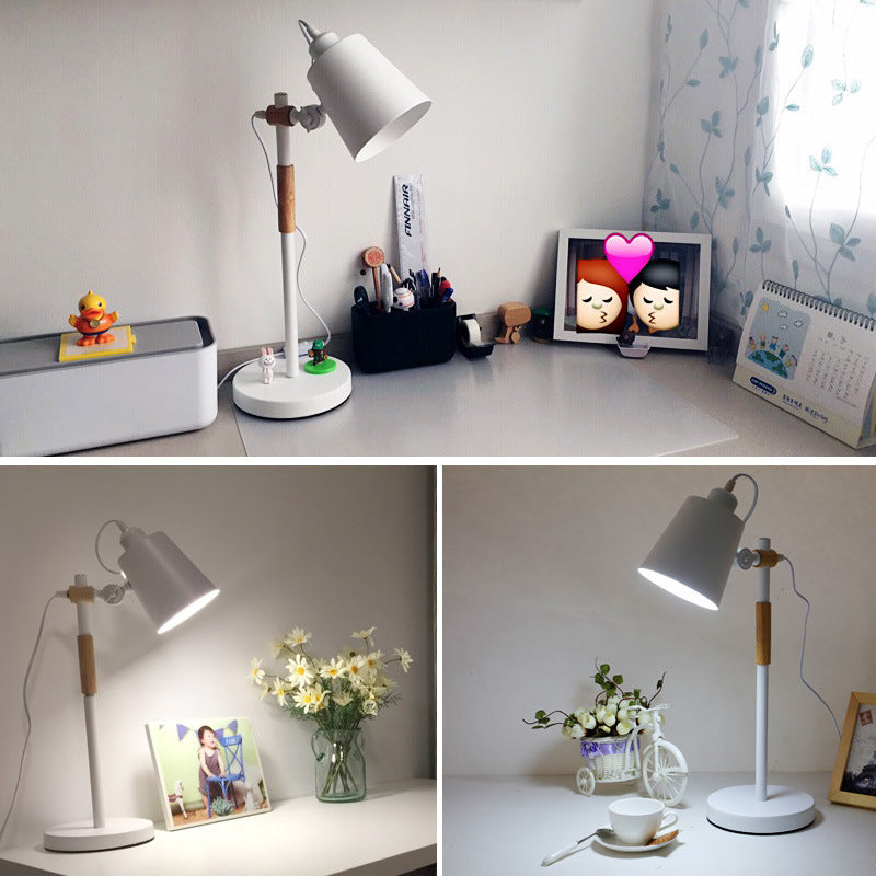 Solid Color Wood Hardware Table Lamp