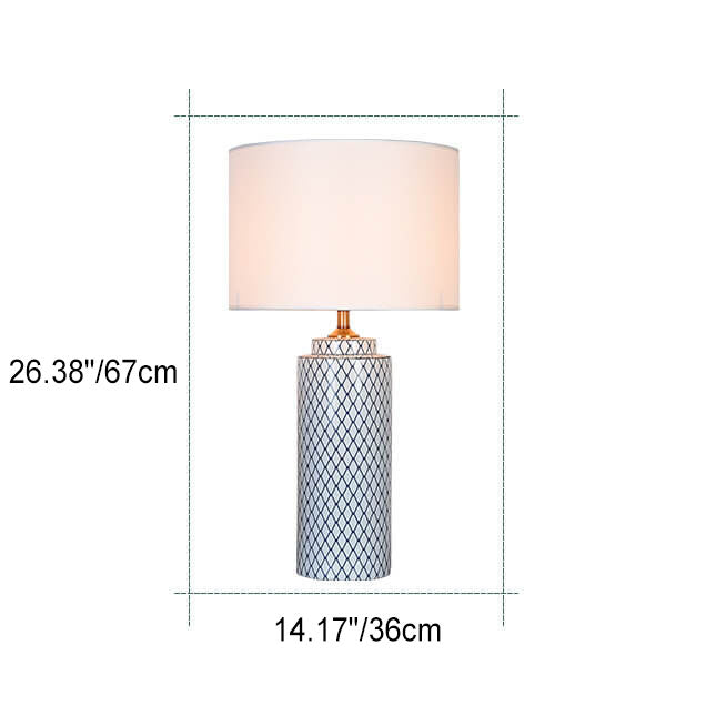 Ceramic Cylinder Fabric Table Lamp