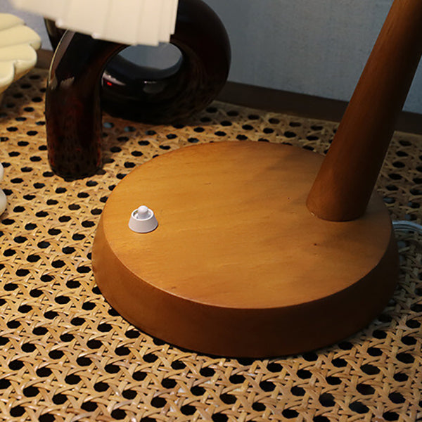 Pleated Solid Wood Curved Table Lamp