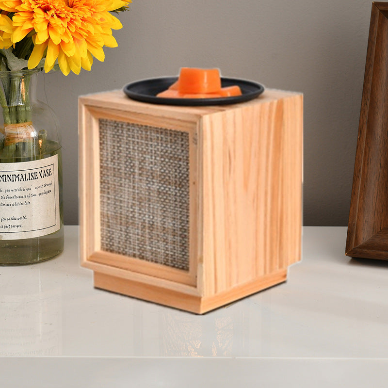 Wood Square Melting Wax Table Lamp