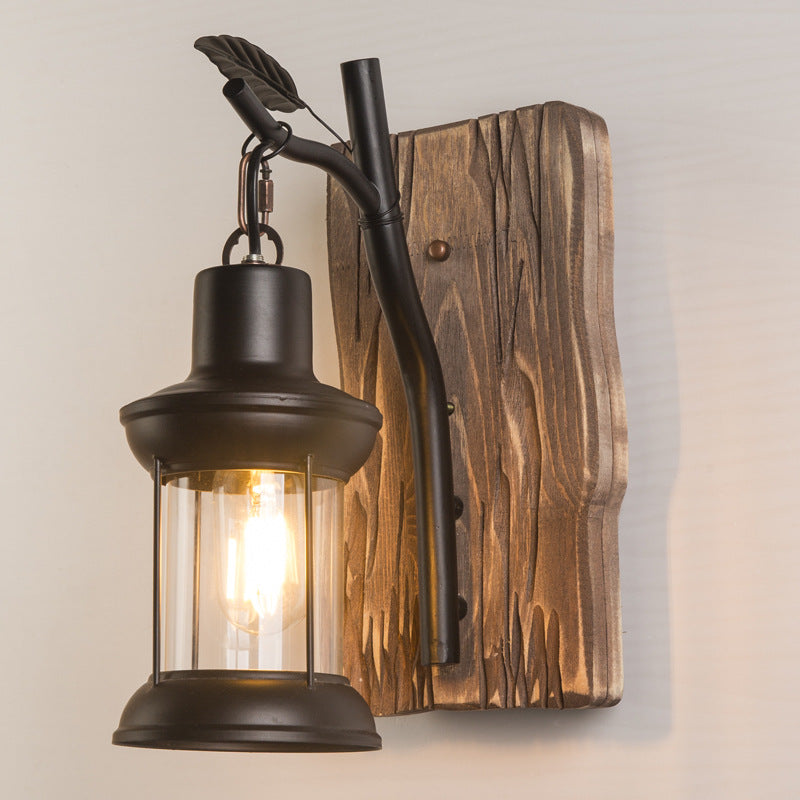 Wood Iron Wall Lamp