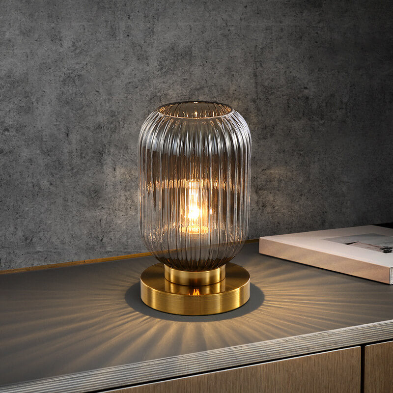 Striped Glass Oval Design Table Lamp