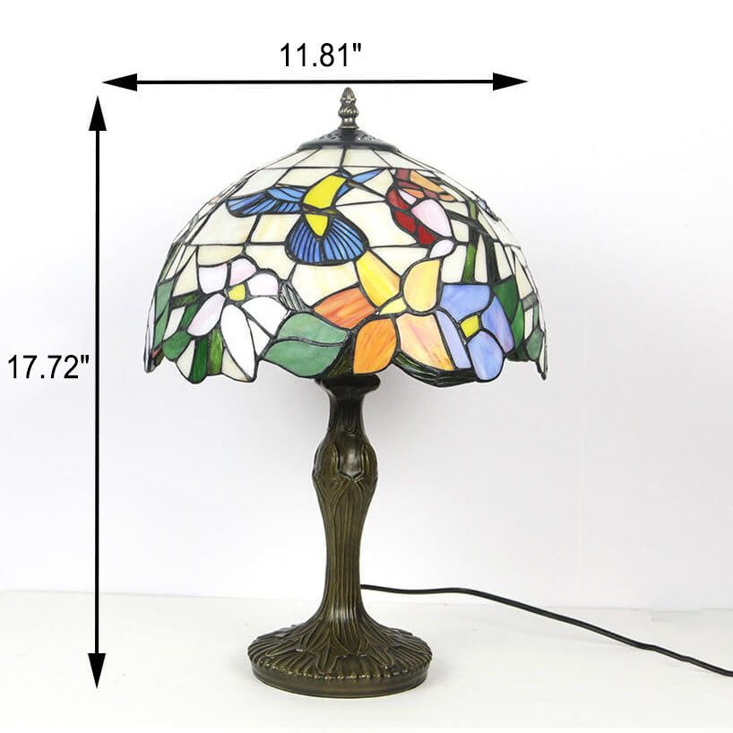Floral Stained Glass Dome Table Lamp
