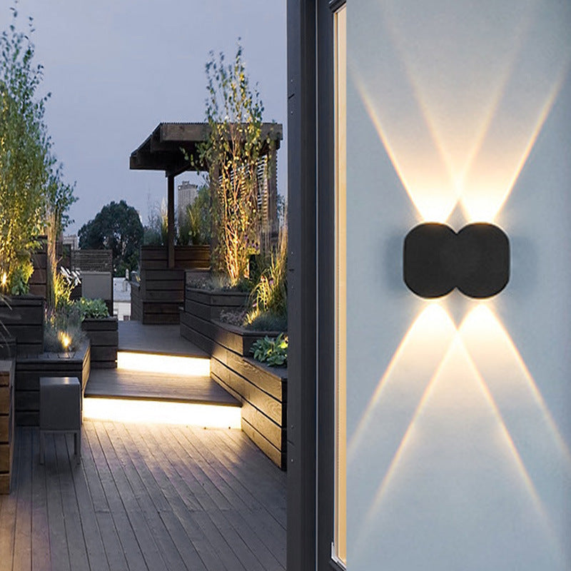 Round Geometric Up Down Outdoor Light