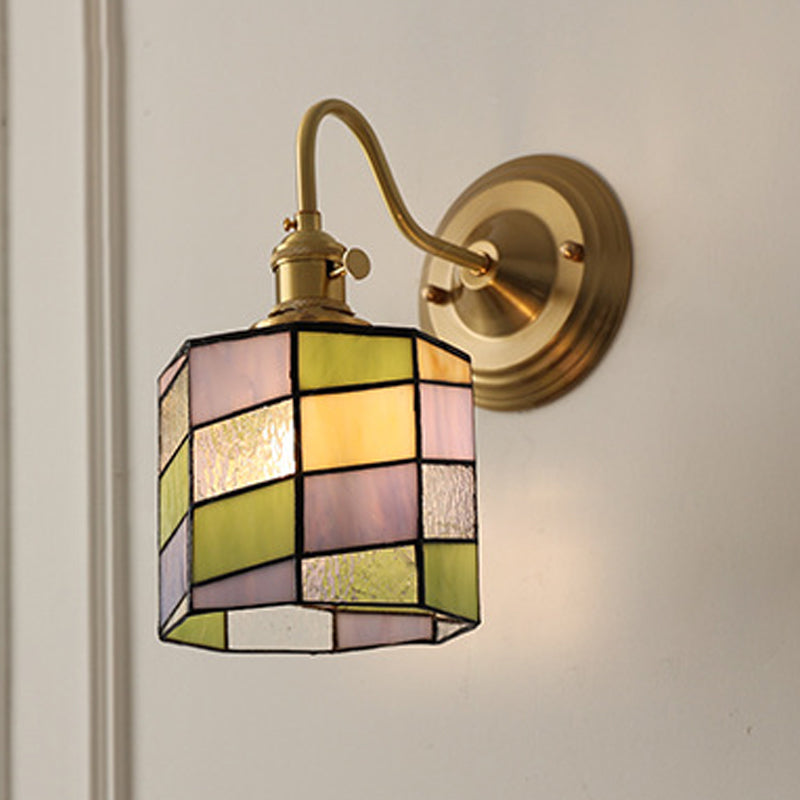 Round Copper Glass Living Wall Lamp
