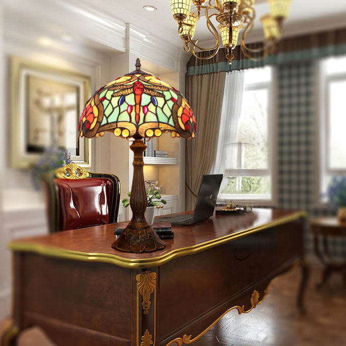 Alloy Colored Dragonfly Peach Table Lamp