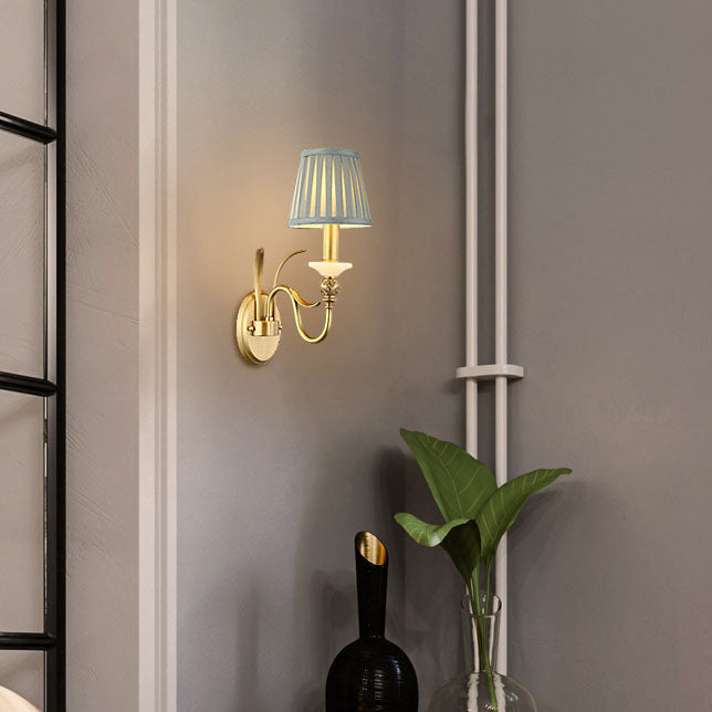 Provincial Fabric Cone Copper 2-Light Wall Lamp