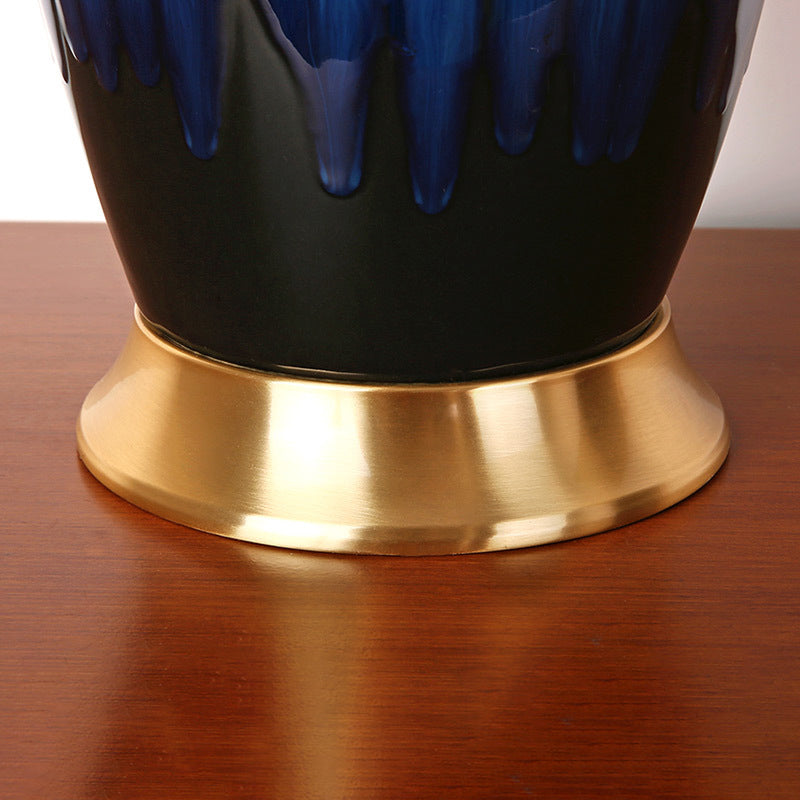Column Trapezoid Fabric Ceramics Table Lamp