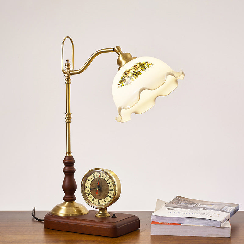 Floral Solid Wood Copper Table Lamp