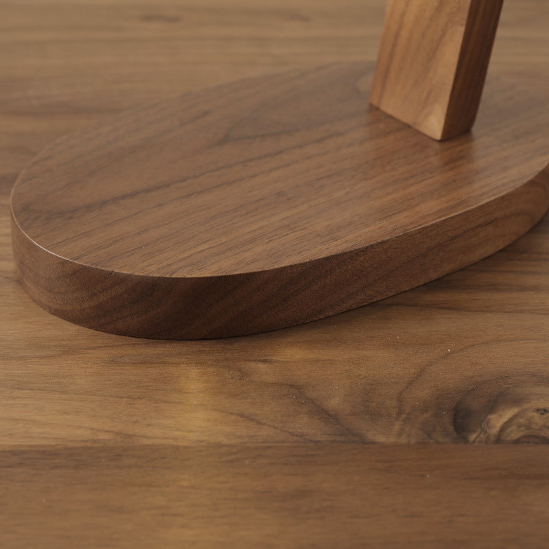 Round Wood Glass Living Table Lamp