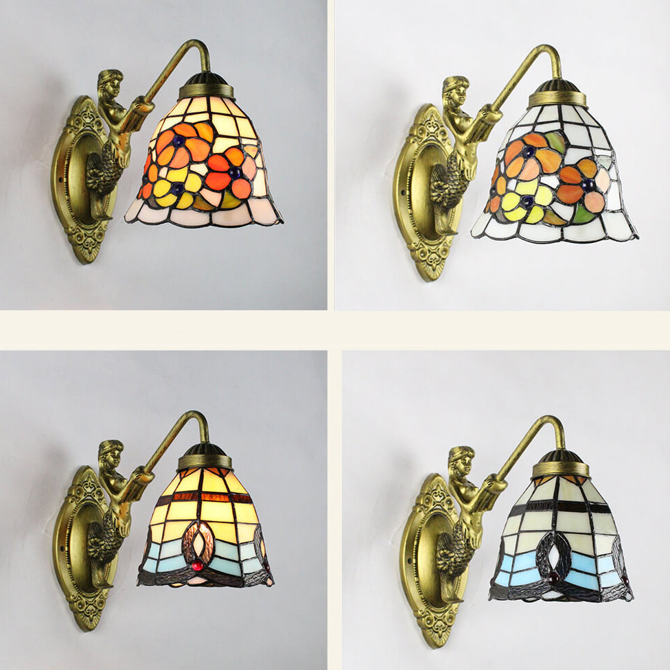 Mediterranean Conical Stained Glass Wall Lamp