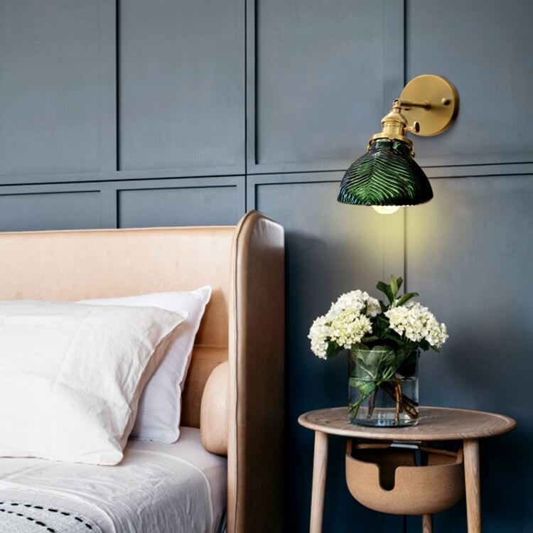 Emerald Glass Brass Straight Wall Lamp