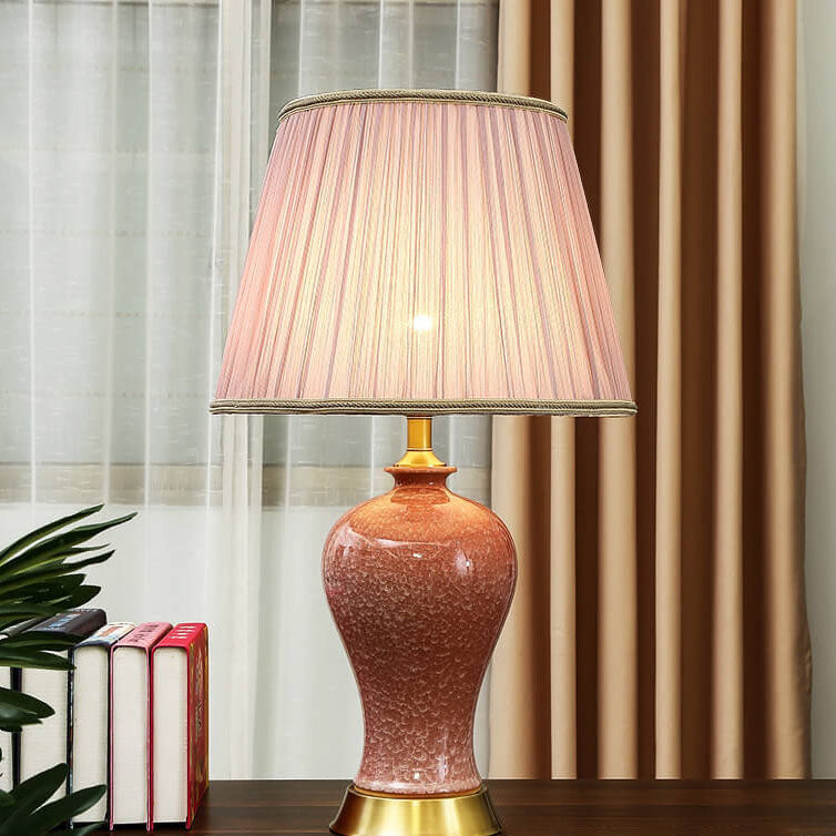Fabric Ceramic Vase Home Table Lamp