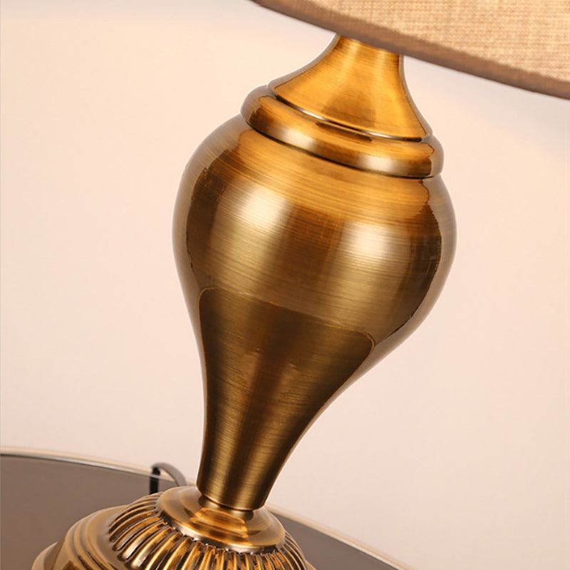 Round Fabric Hardware Bedroom Table Lamp