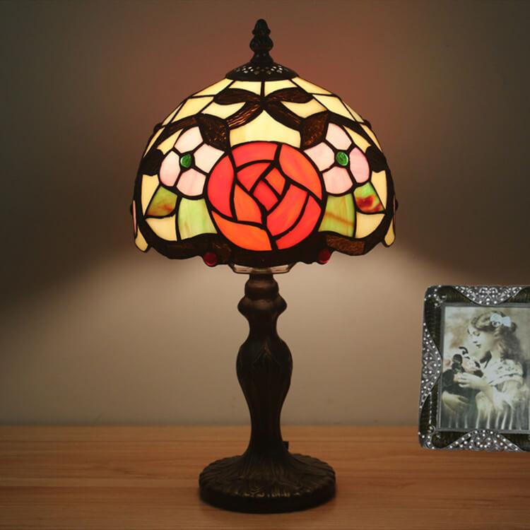 Flower Stained Glass Dome Table Lamp