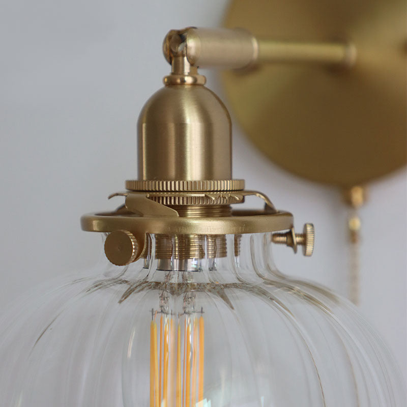 Brass Pumpkin Glass Living Wall Lamp