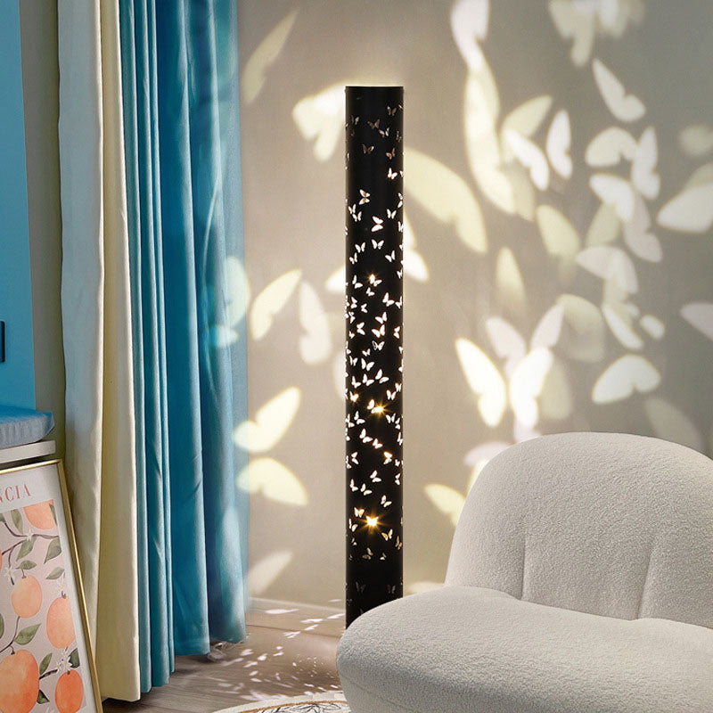 Cylinder Butterfly Iron Aluminum Floor Lamp