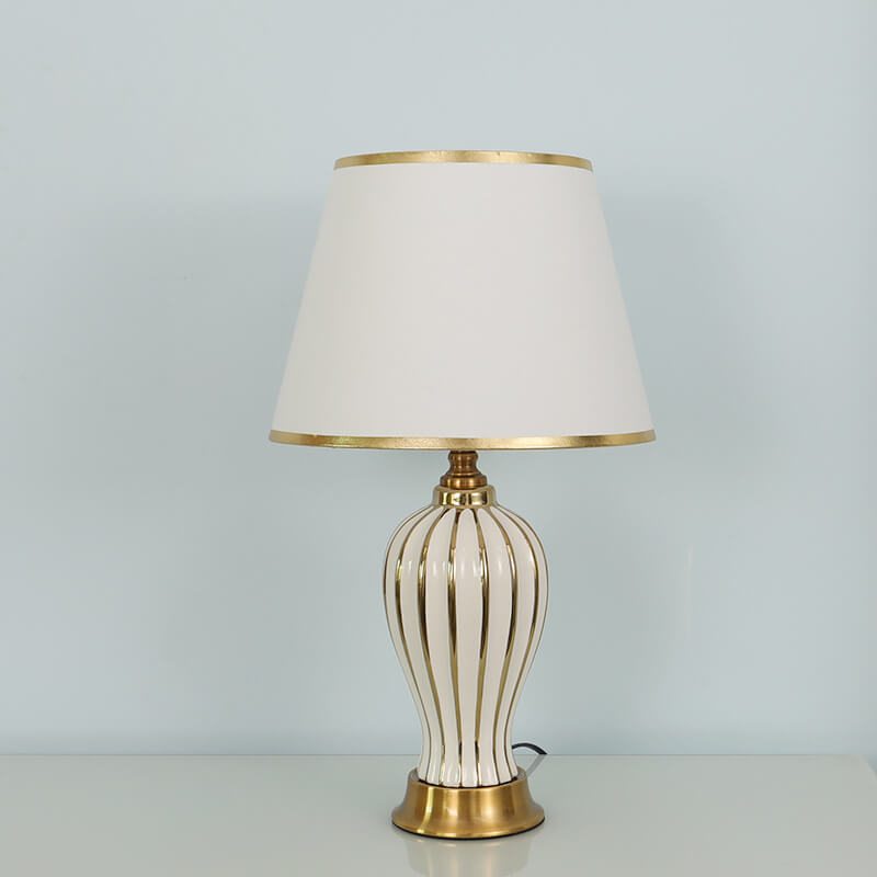 Fabric Dome Oval Ceramic Table Lamp