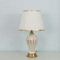 Fabric Dome Oval Ceramic Table Lamp