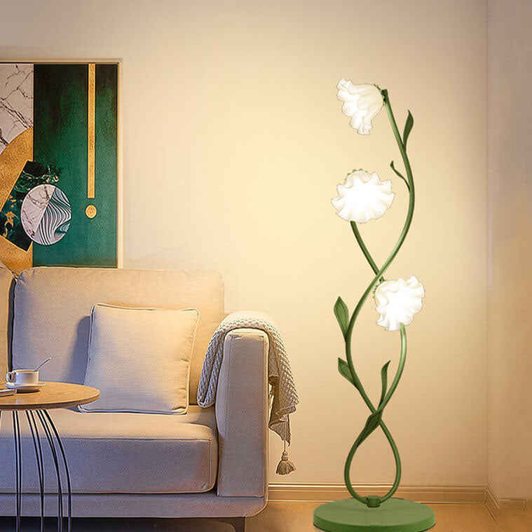 Flower Glass Hardware 2-Light Floor Lamp