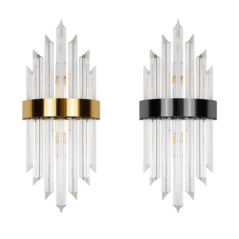 Glass Crystal Rod Stainless 2-Light Wall Lamp