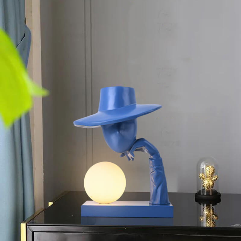 Abstract Hat-Wearing Human Figure Table Lamp
