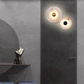 Round Iron Marble Bedroom Wall Lamp
